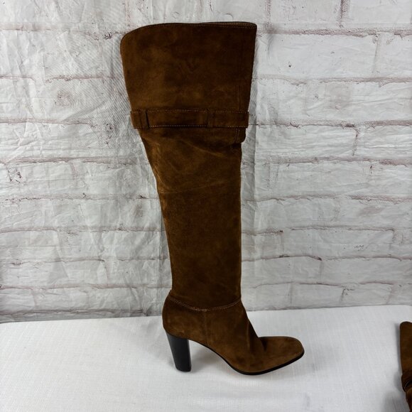 Naturalizer Women's 6.5 Brown Suede Leather Over-the-knee Heel Riding Boots - Picture 12 of 13